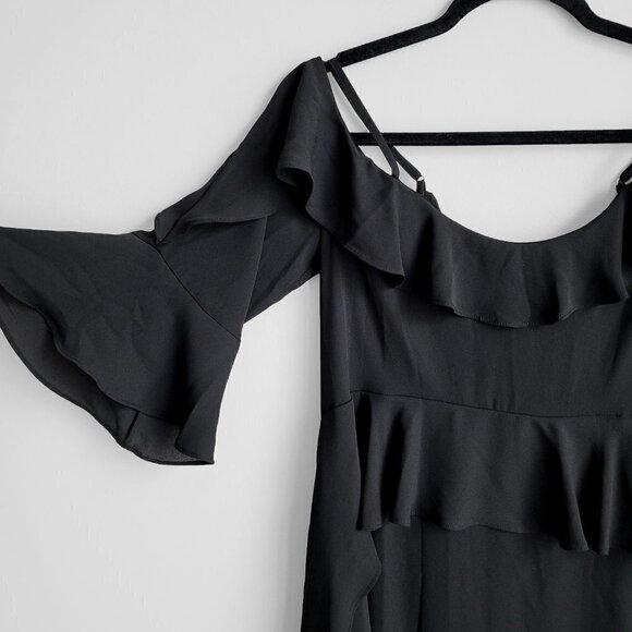 NWT BCBGMaxAzria Lorelie Black Asymmetrical Tiered Ruffled Vintage Dress - Picture 7 of 13